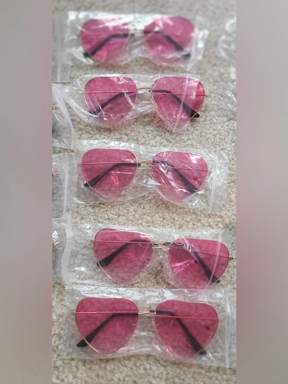 Assorted 24 Heart-Shaped Sunglasses - Pink, Green, Orange, Purple, Blue